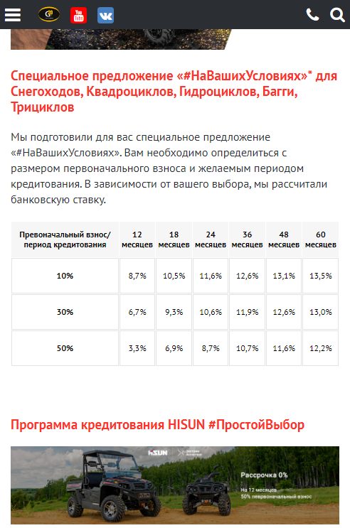 Страница кредита на телефоне