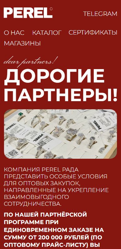 Страница партнёров на телефоне